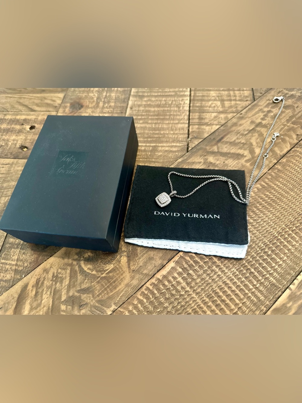 D&Y Sterling Silver Pavé Square Pendant Necklace - Silver